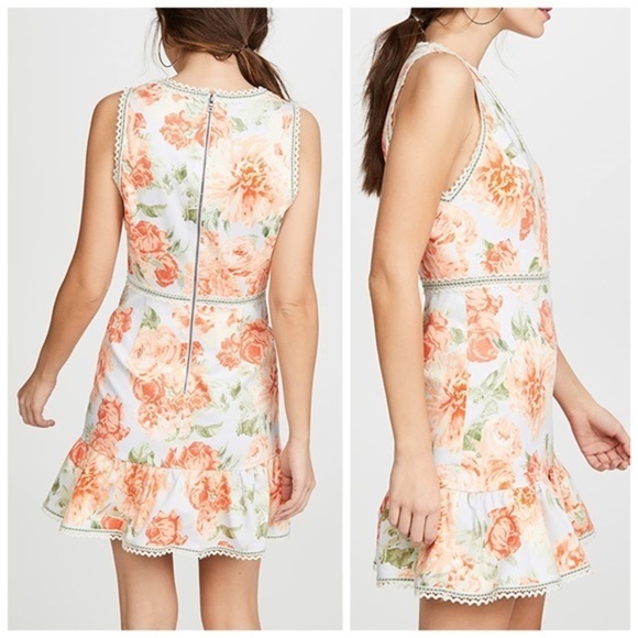 NWT Alice + Olive orange floral ruffle dress 12 - Picture 2 of 8